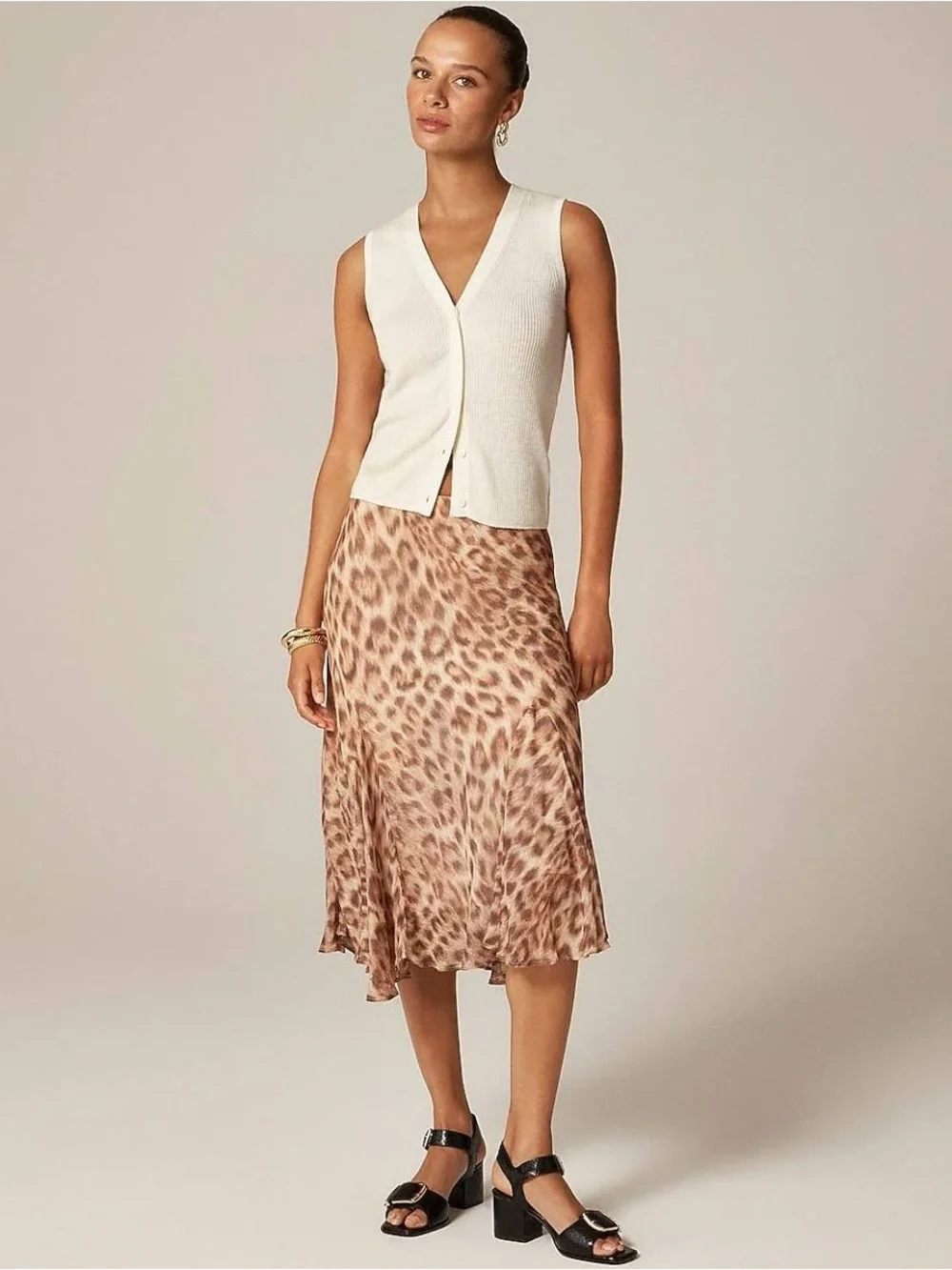 J.Crew Gwyneth Silky Midi Slip Skirt - Animal Print / Leopard NWT - Small